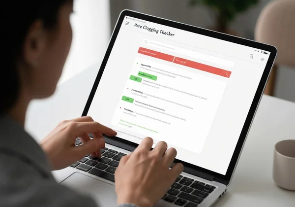 Orang menggunakan alat pemeriksa sumbatan pori dalam talian.
