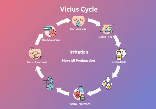 Infografik yang menggambarkan kitaran jerawat remaja yang kejam.