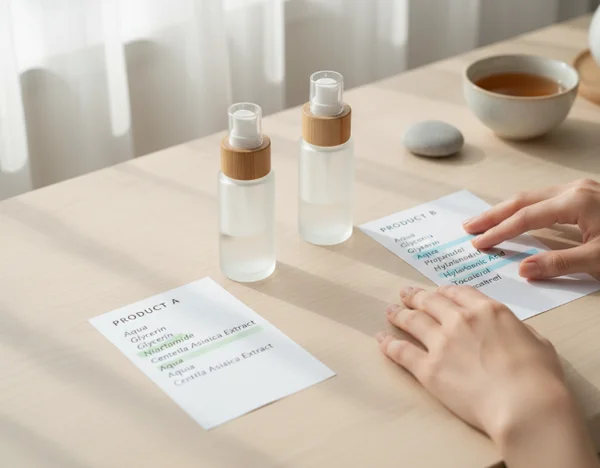 Comparing two skincare ingredient lists