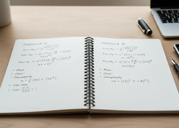 Side-by-side formula comparison notes